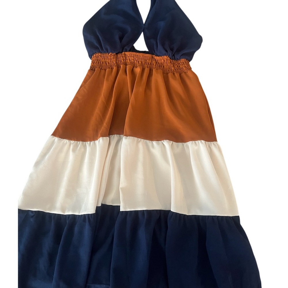 Colorblock Halter Maxi Dress